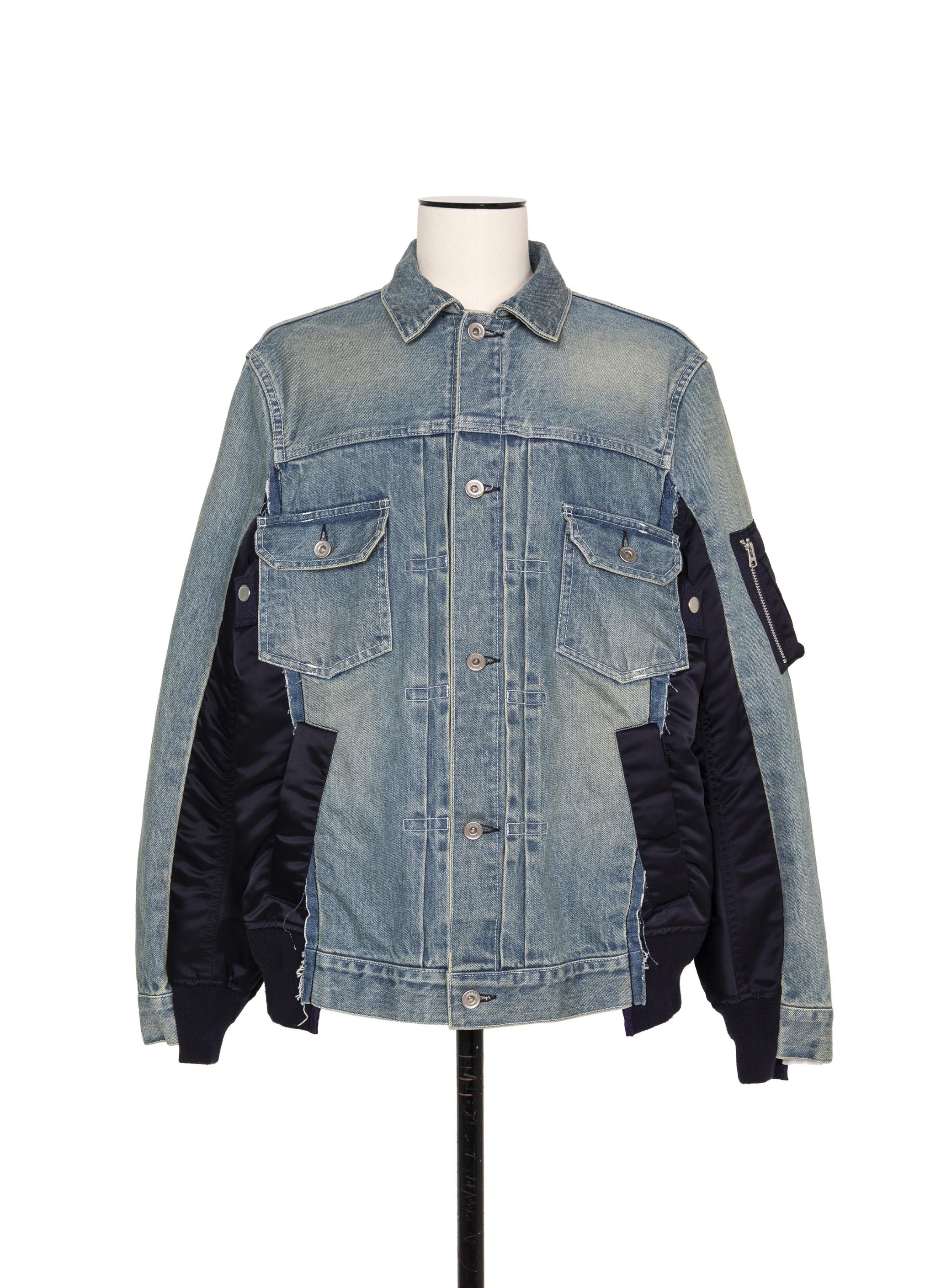 Denim x nylon twill jacket