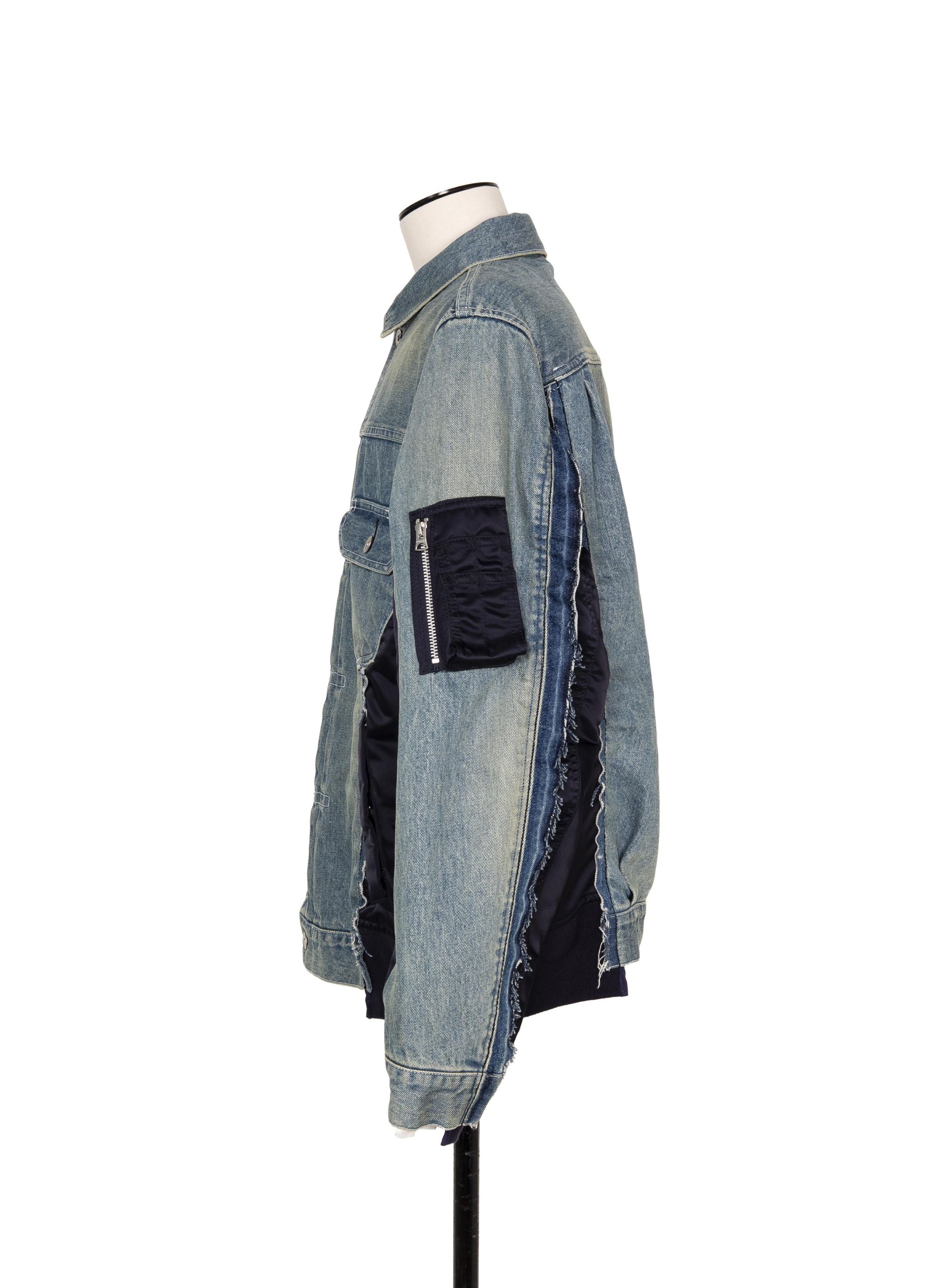 Denim x nylon twill jacket