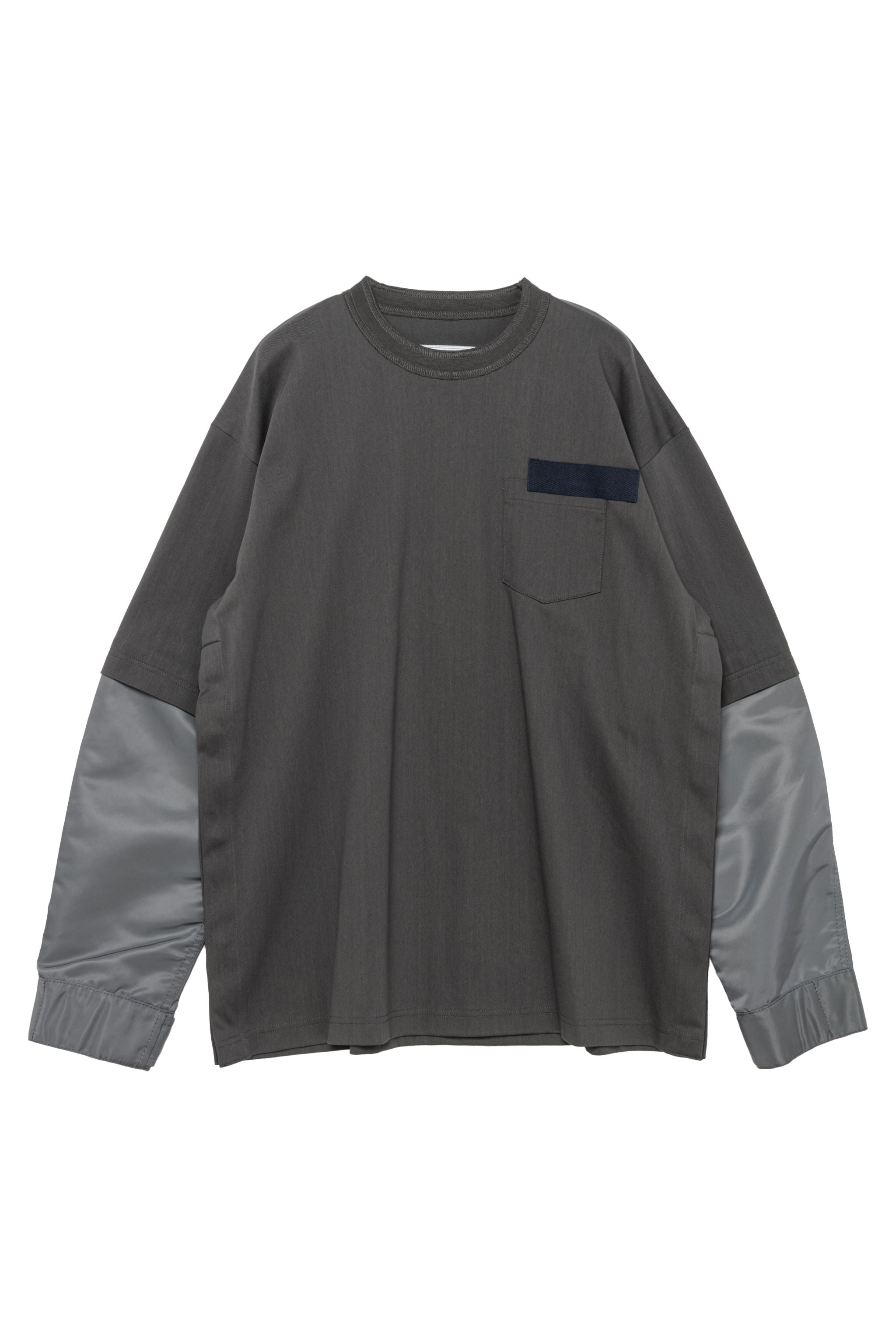 Nylon Twill x Cotton Jersey L/S T-Shirt