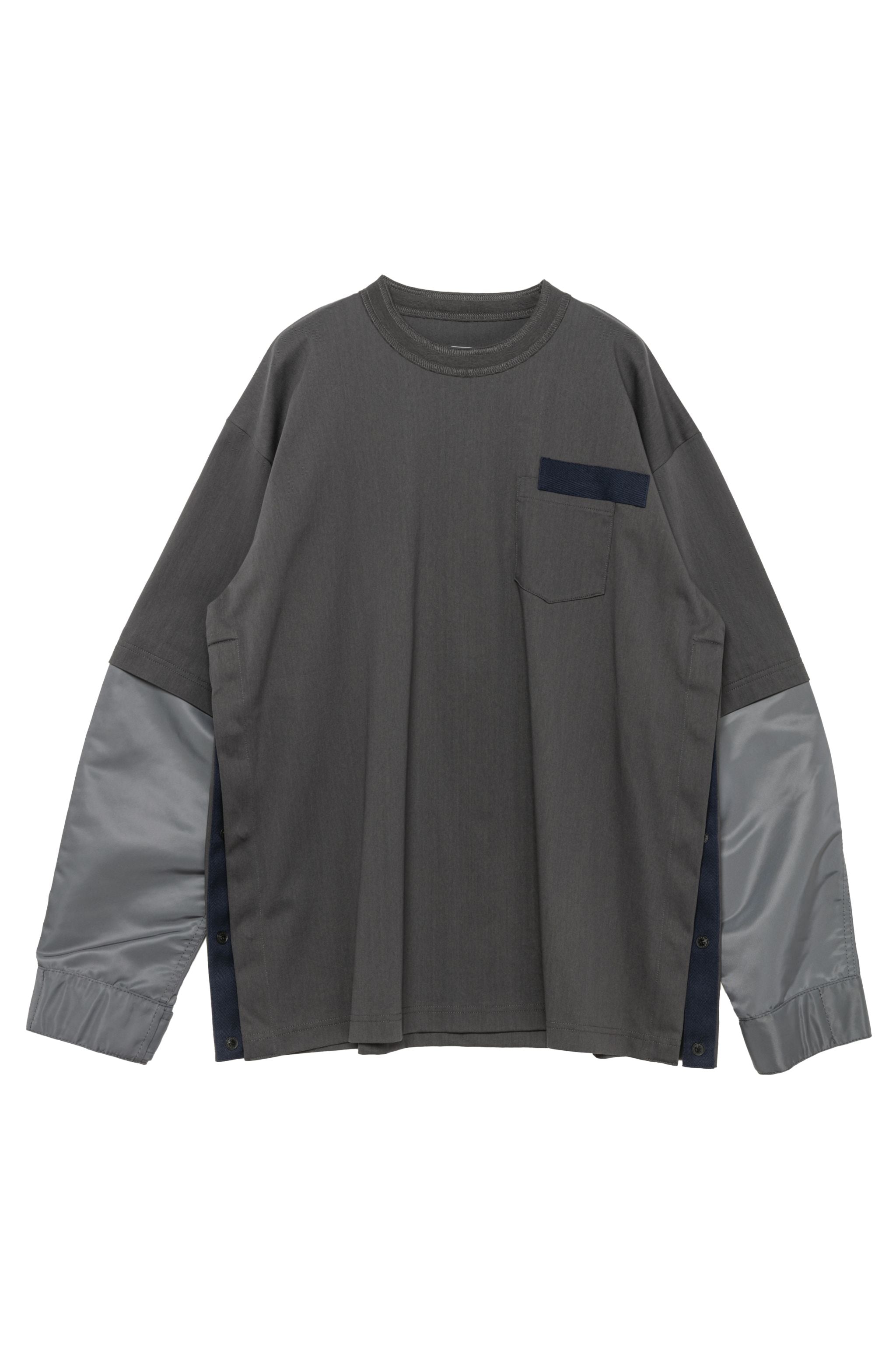 Nylon Twill x Cotton Jersey L/S T-Shirt