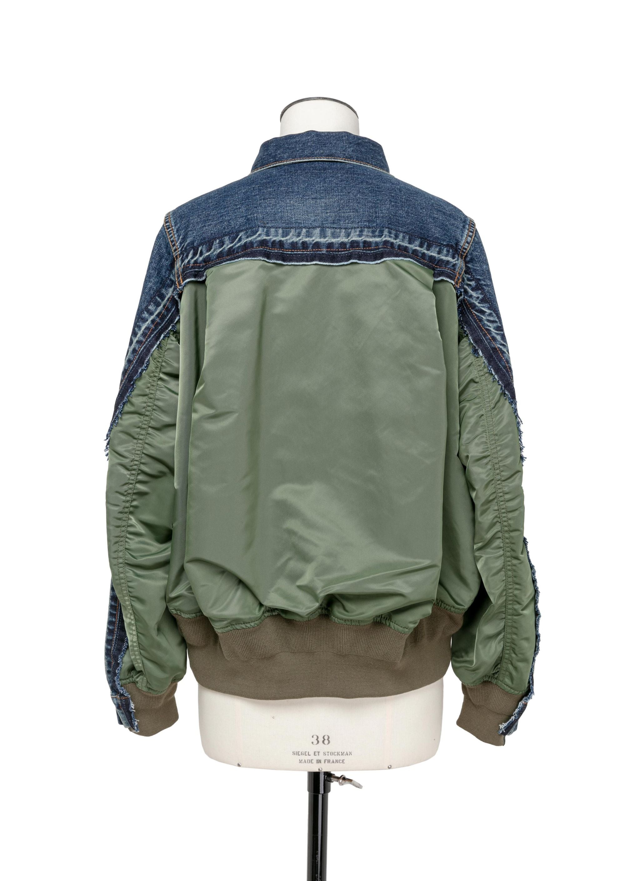 Denim x nylon twill jacket