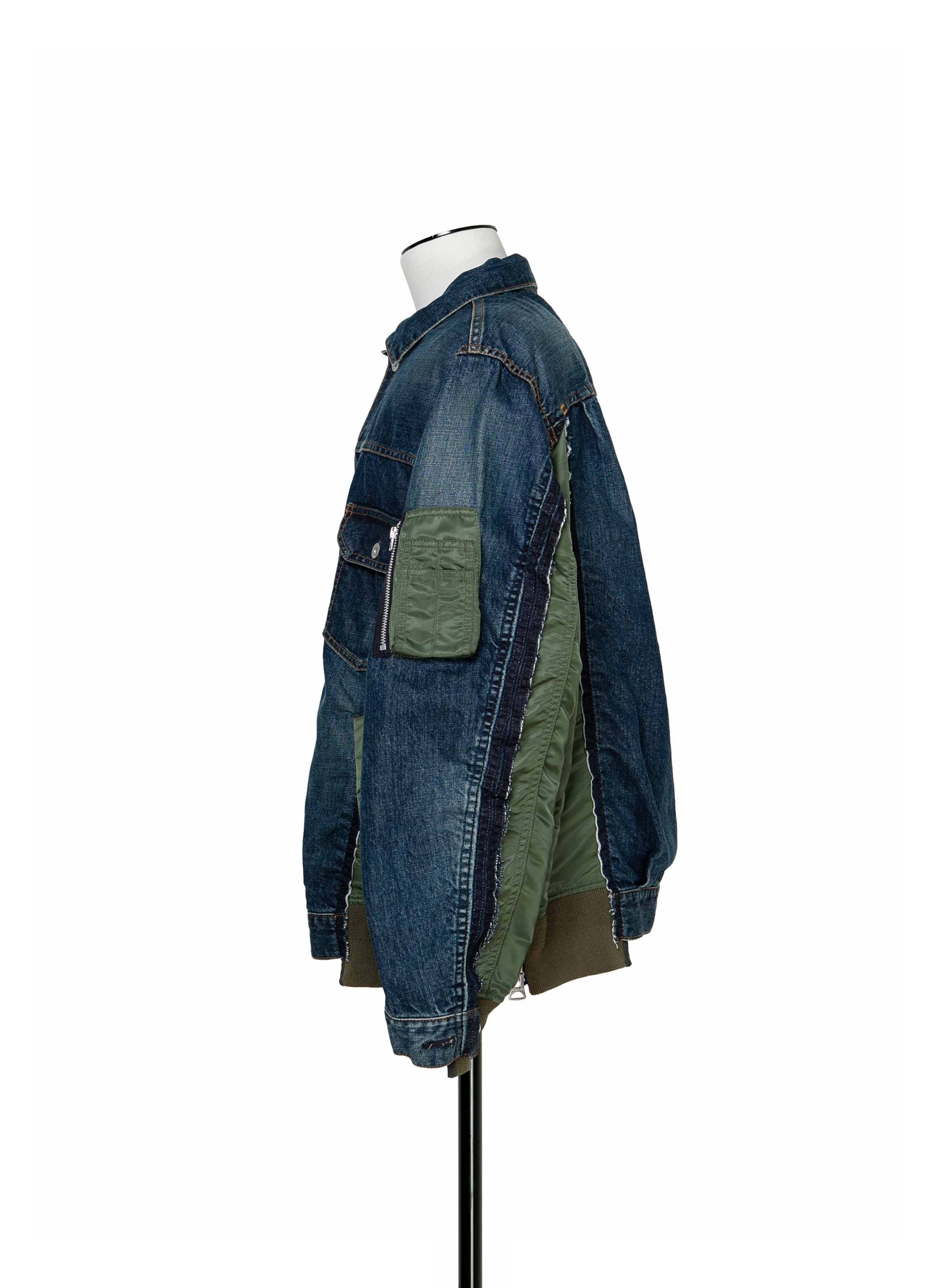 Denim x nylon twill jacket