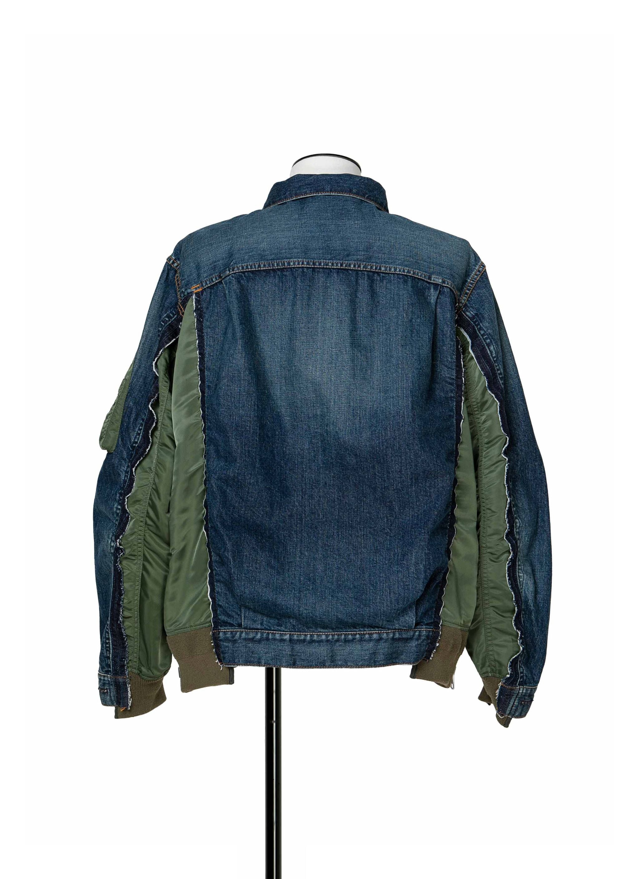 Denim x nylon twill jacket