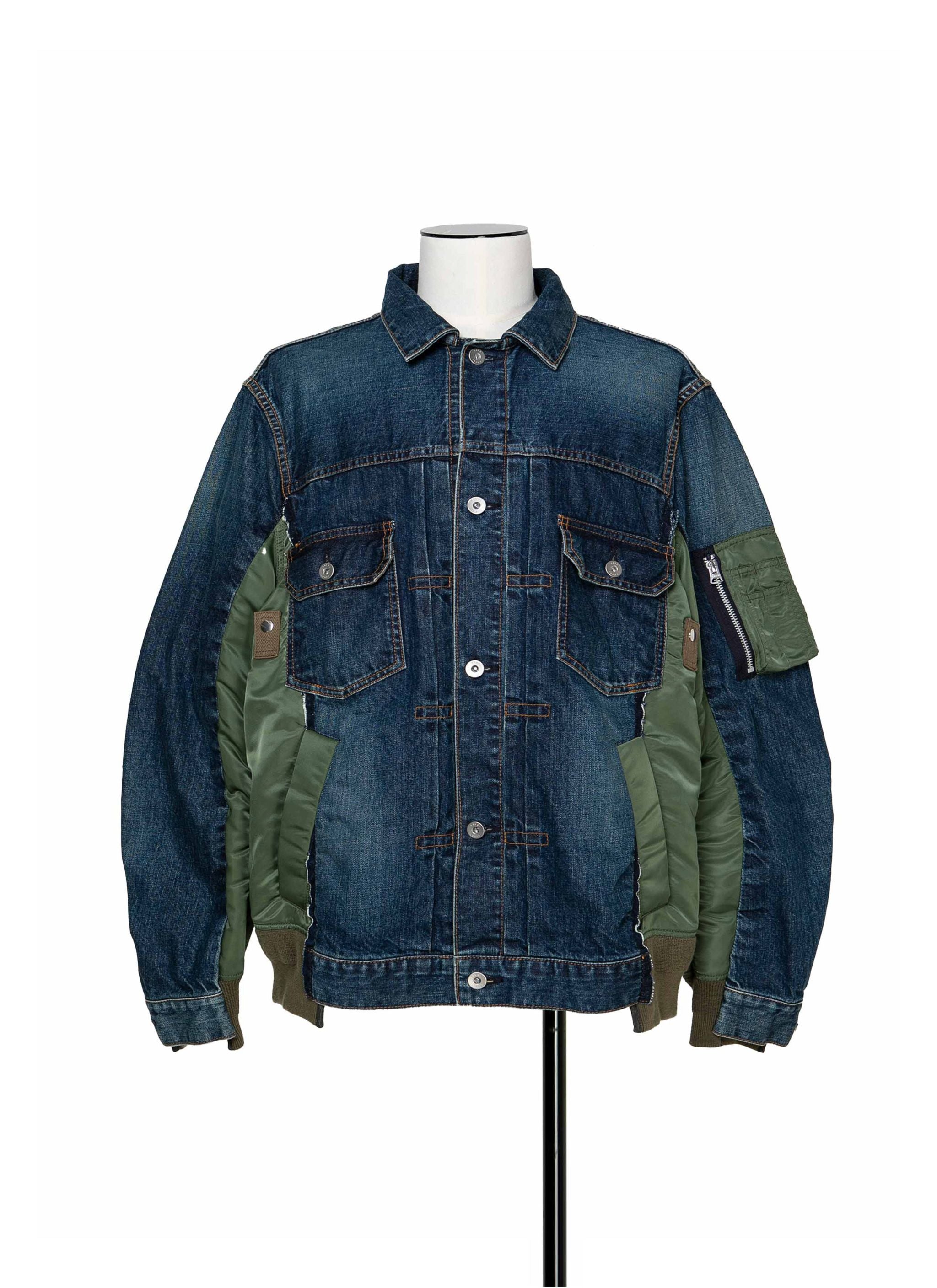 Denim x nylon twill jacket