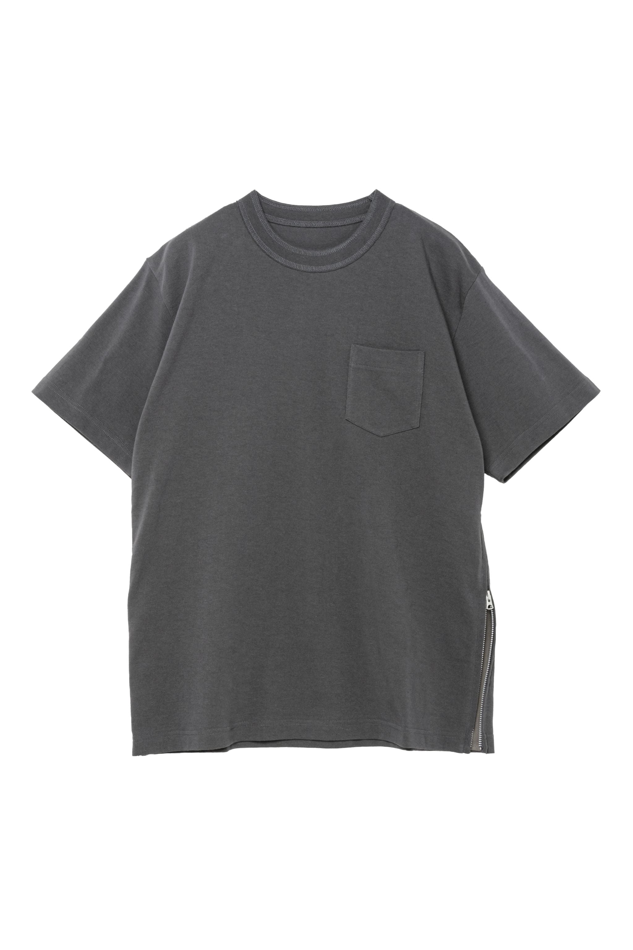 Side Zip Cotton T-Shirt