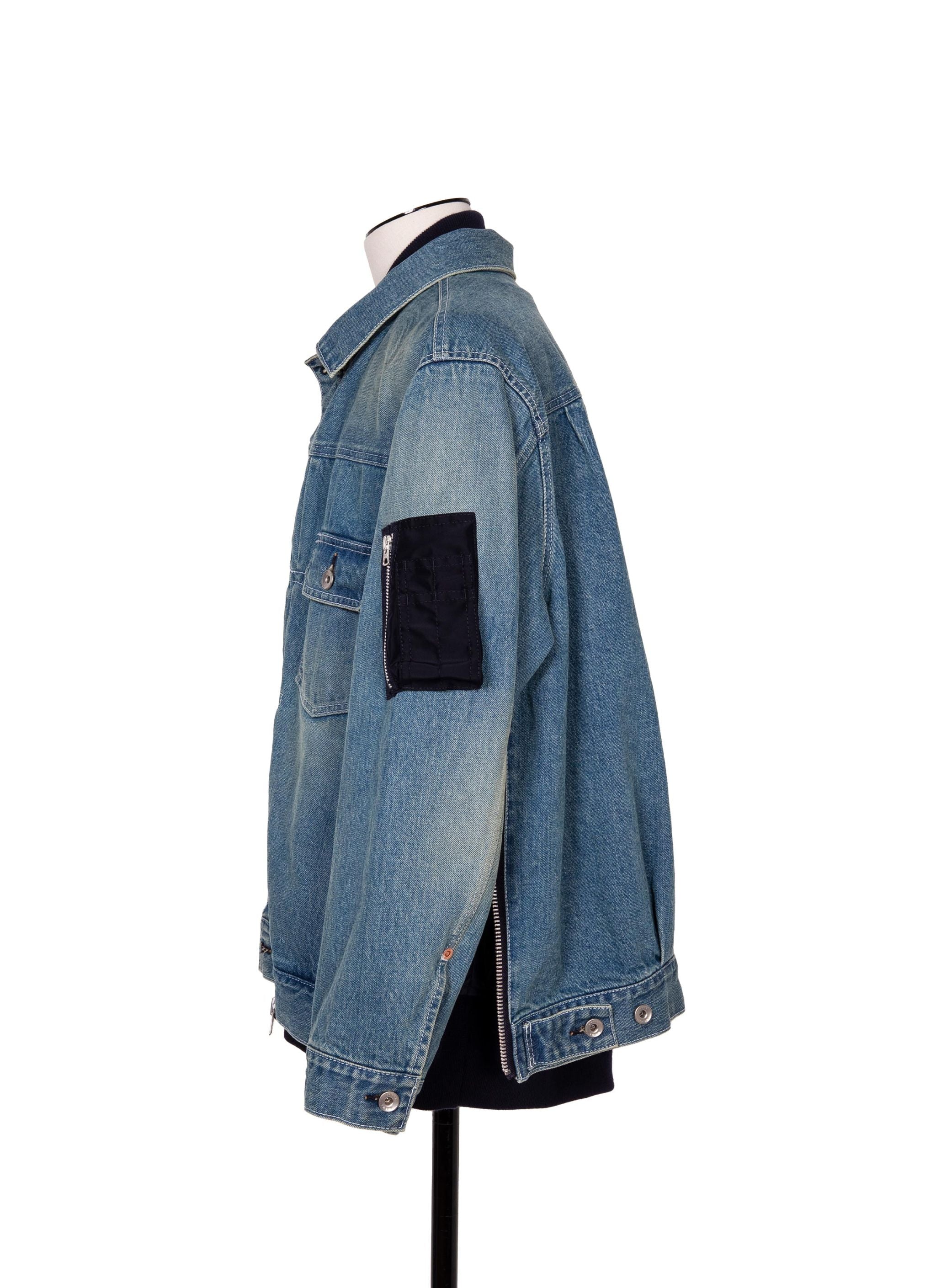 Denim x nylon twill jacket