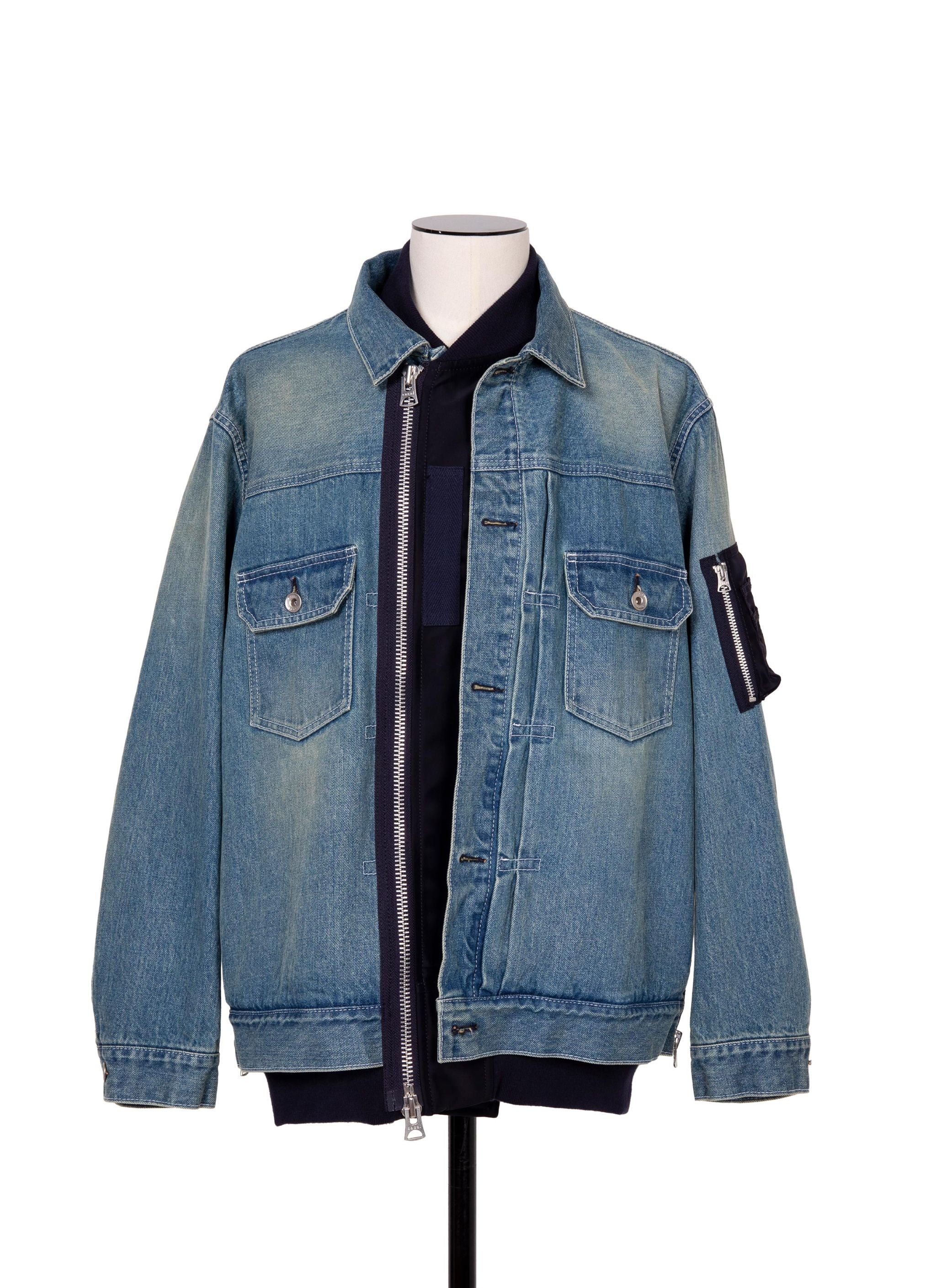 Denim x nylon twill jacket