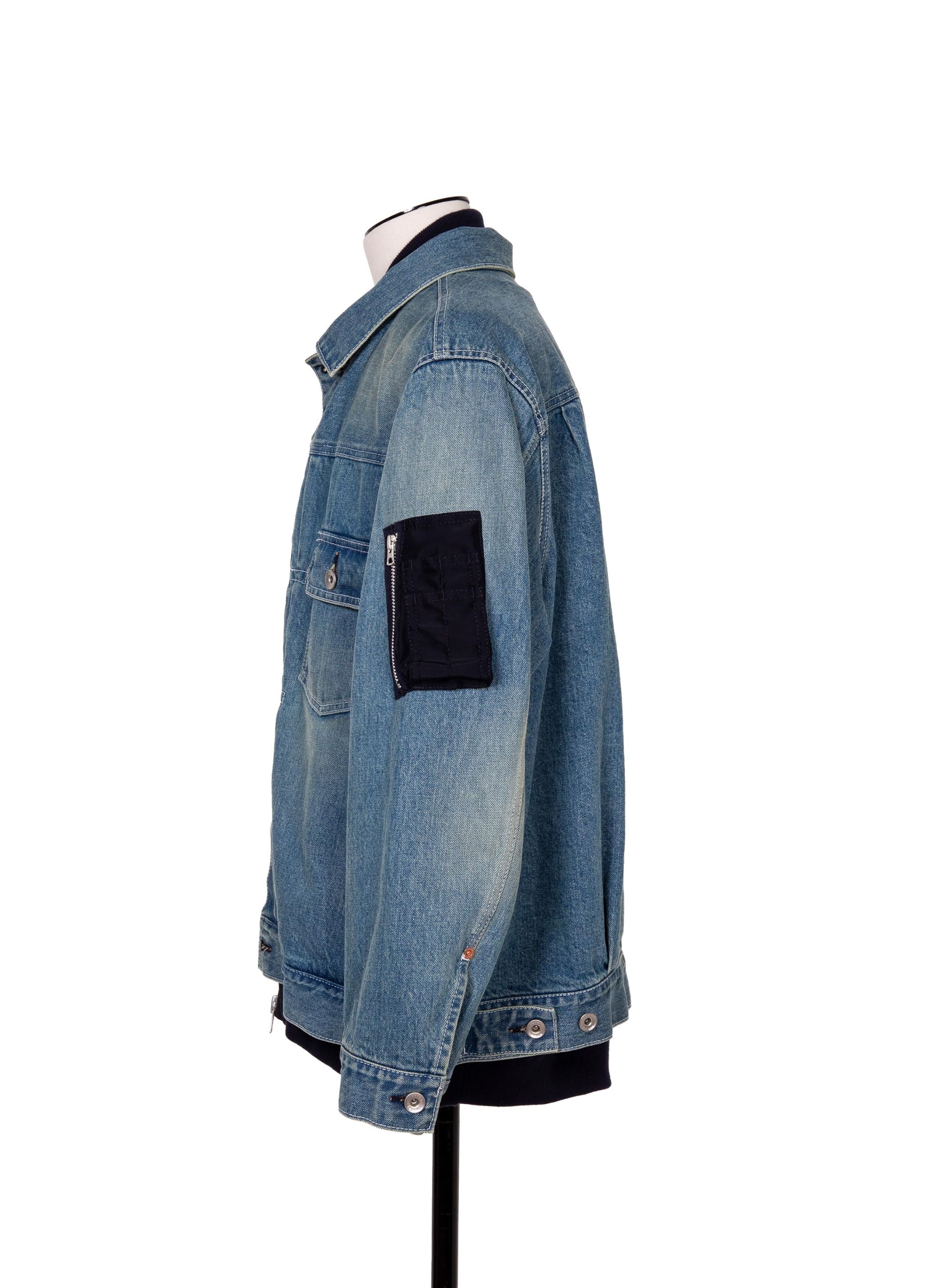 Denim x nylon twill jacket