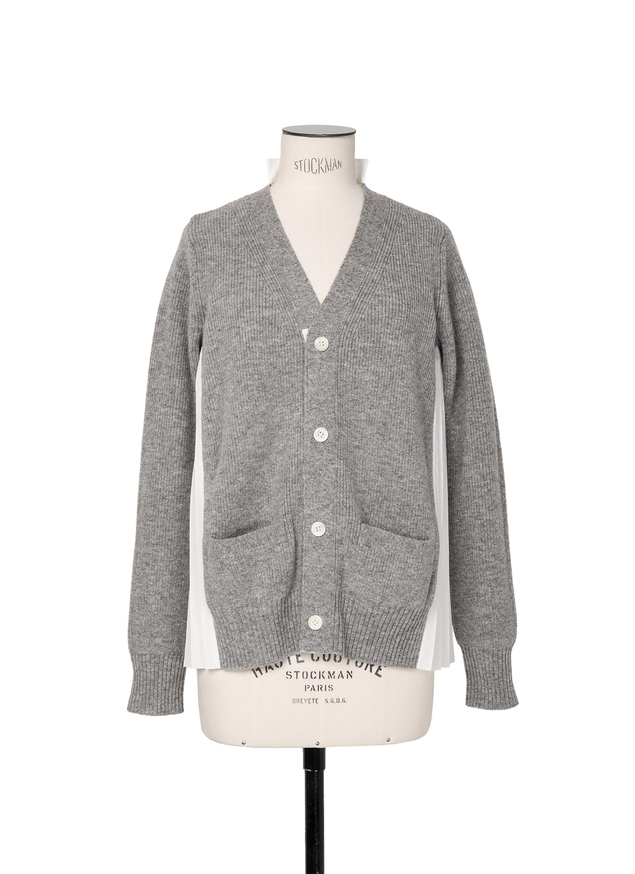 Wool Knit x Cotton Poplin Cardigan