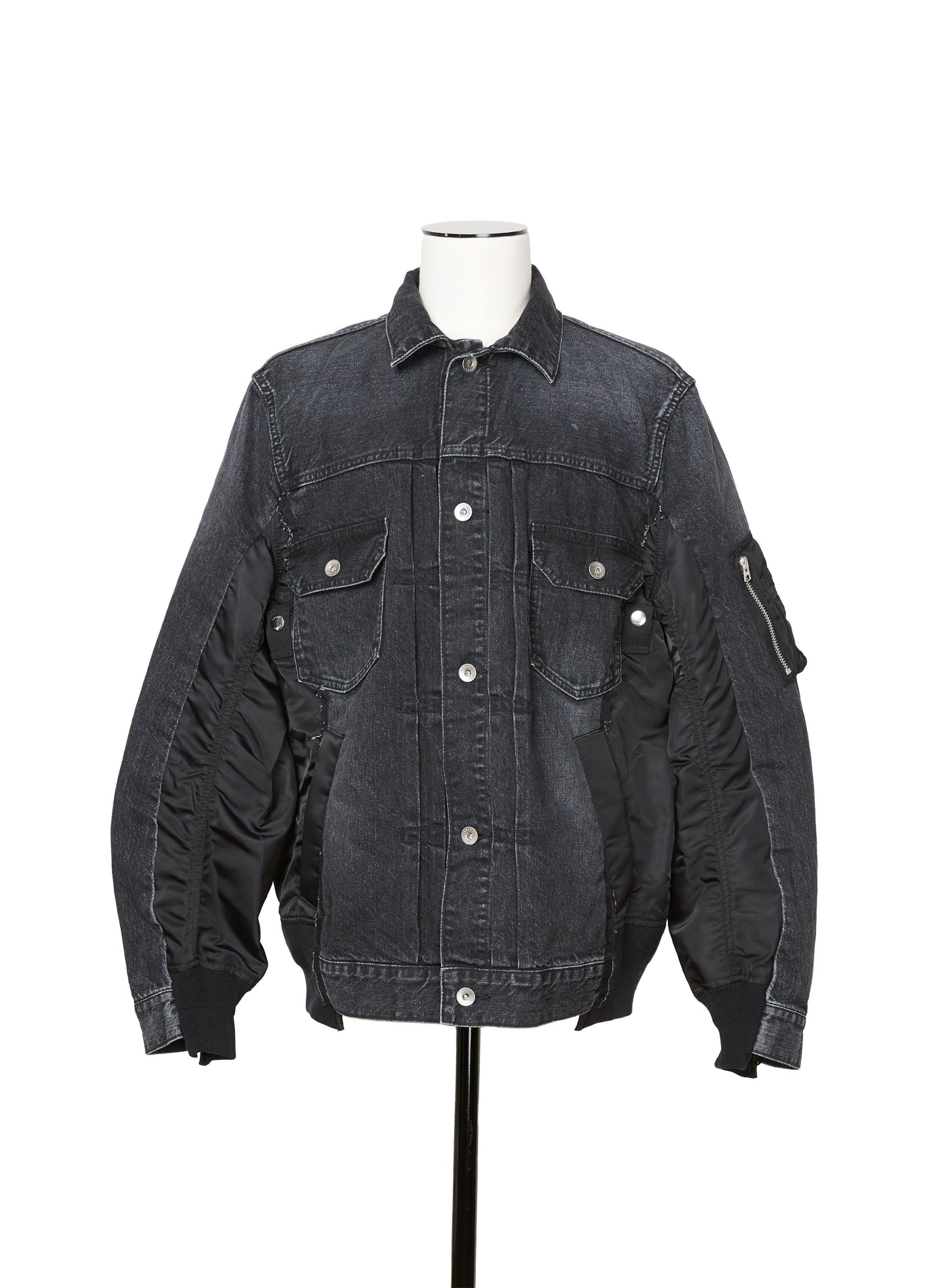 Denim x nylon twill jacket