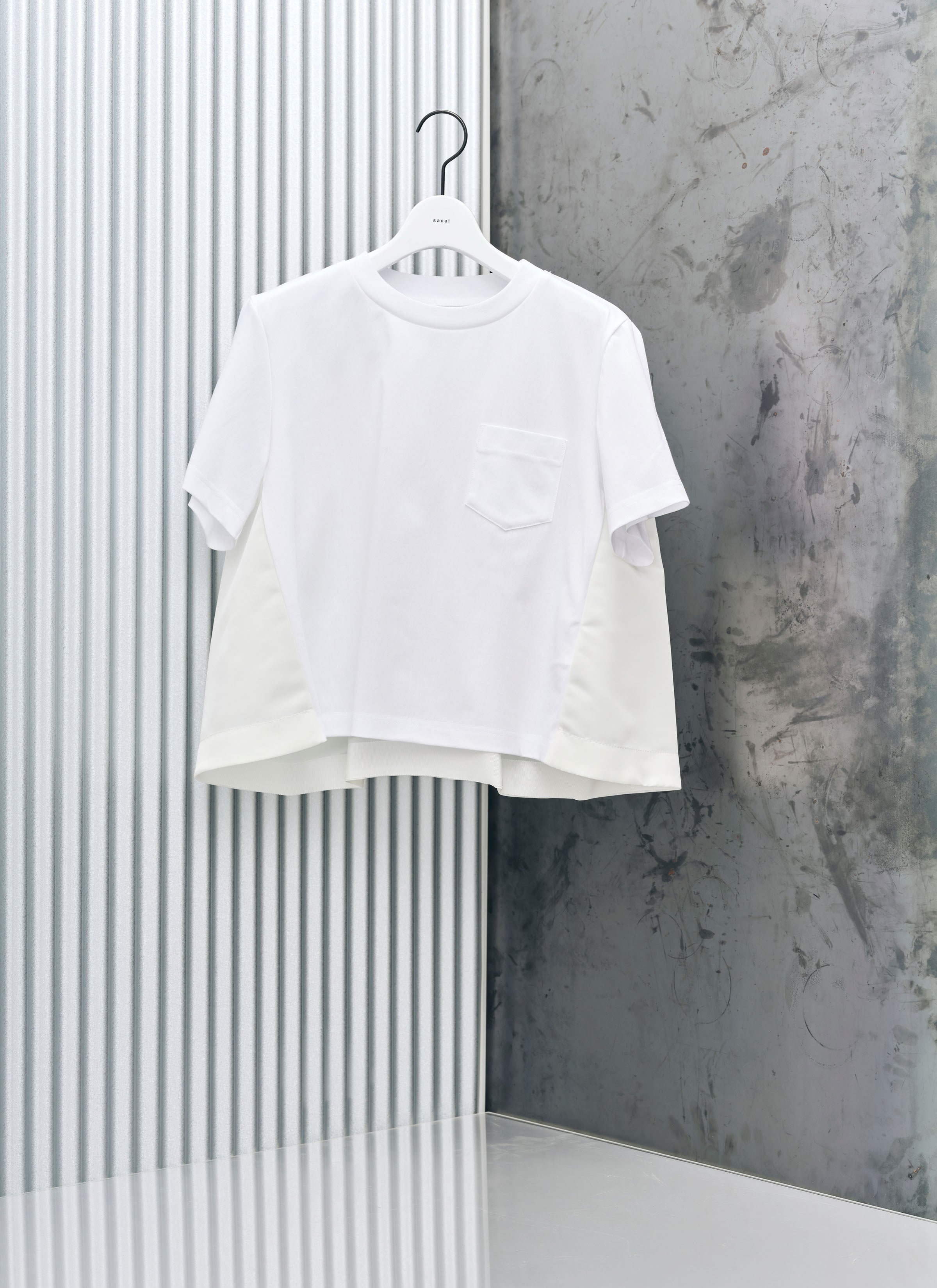 Nylon Twill Mix Cotton Jersey T-Shirt