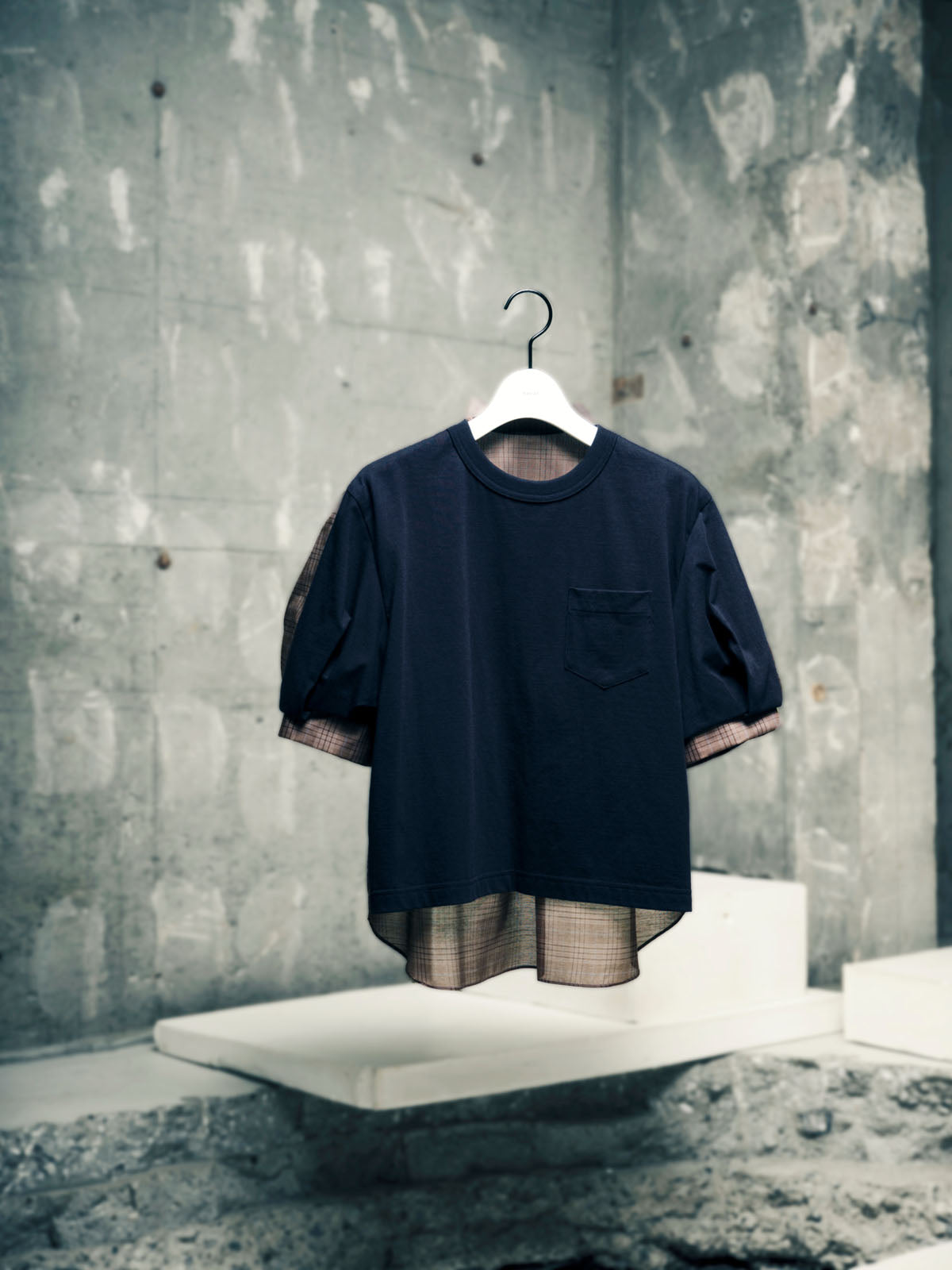 Spun Organza x Cotton Jersey T-Shirt