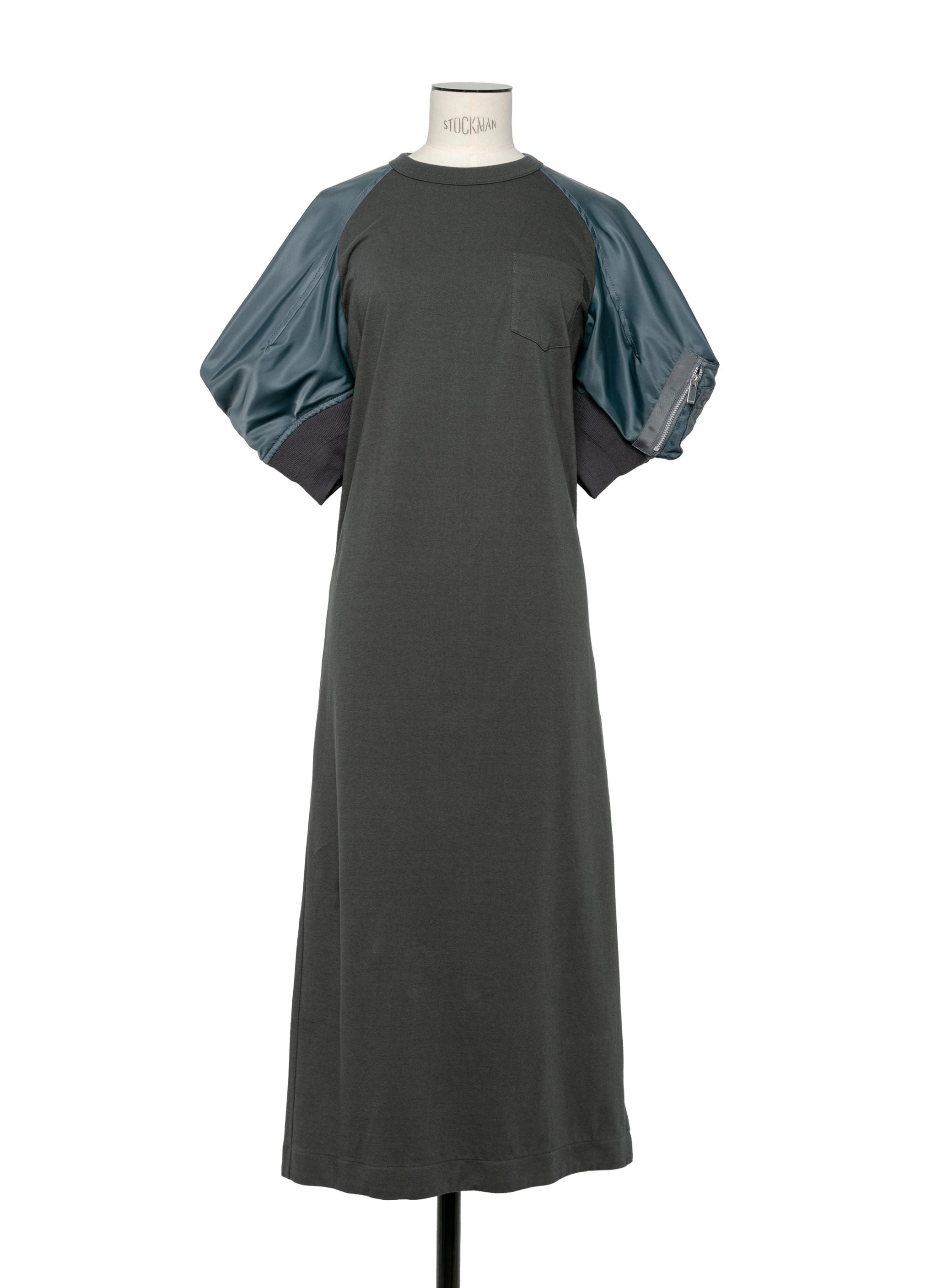 Nylon Twill Mix Cotton Jersey Dress