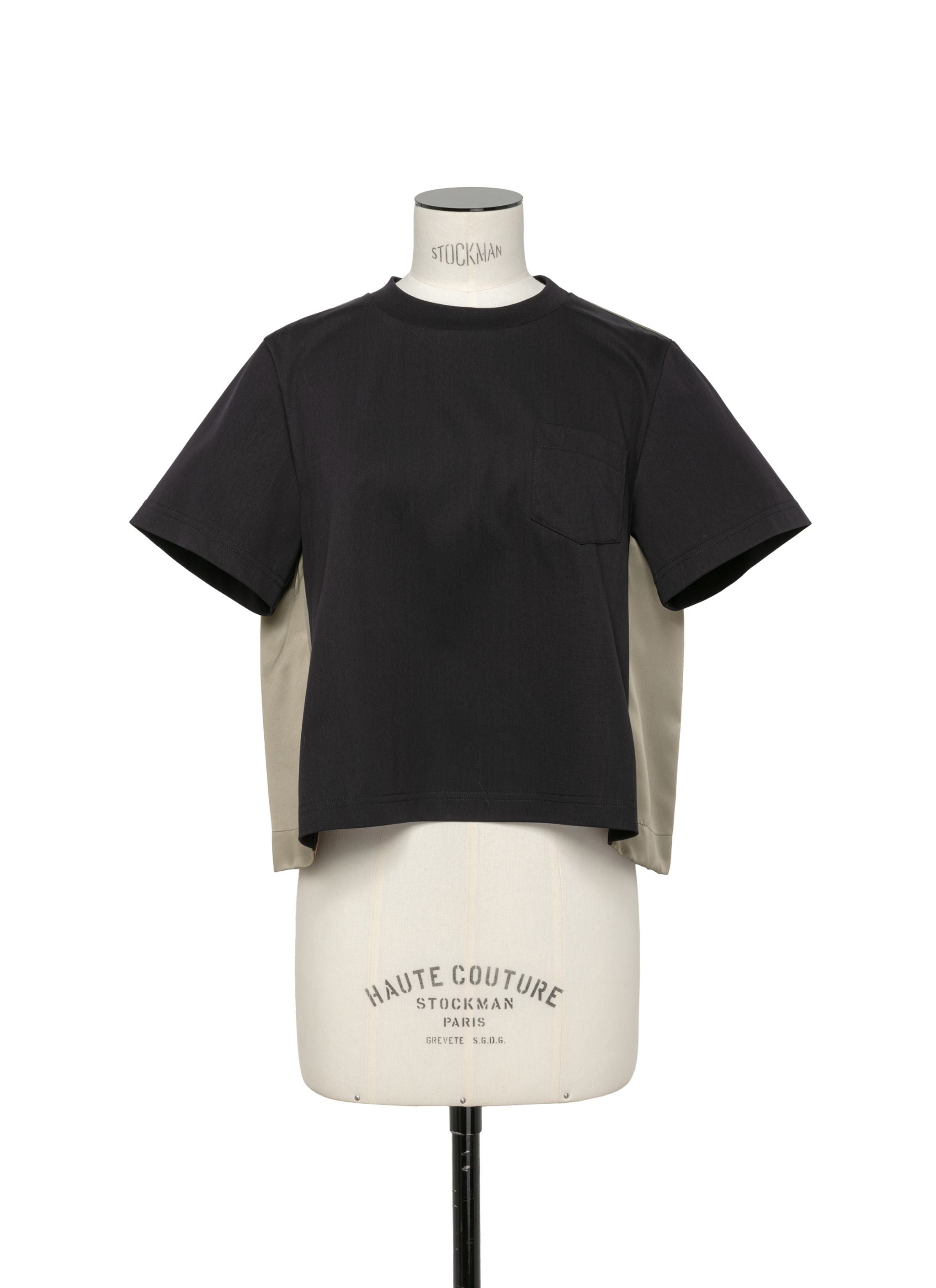 Nylon Twill Mix Cotton Jersey T-Shirt