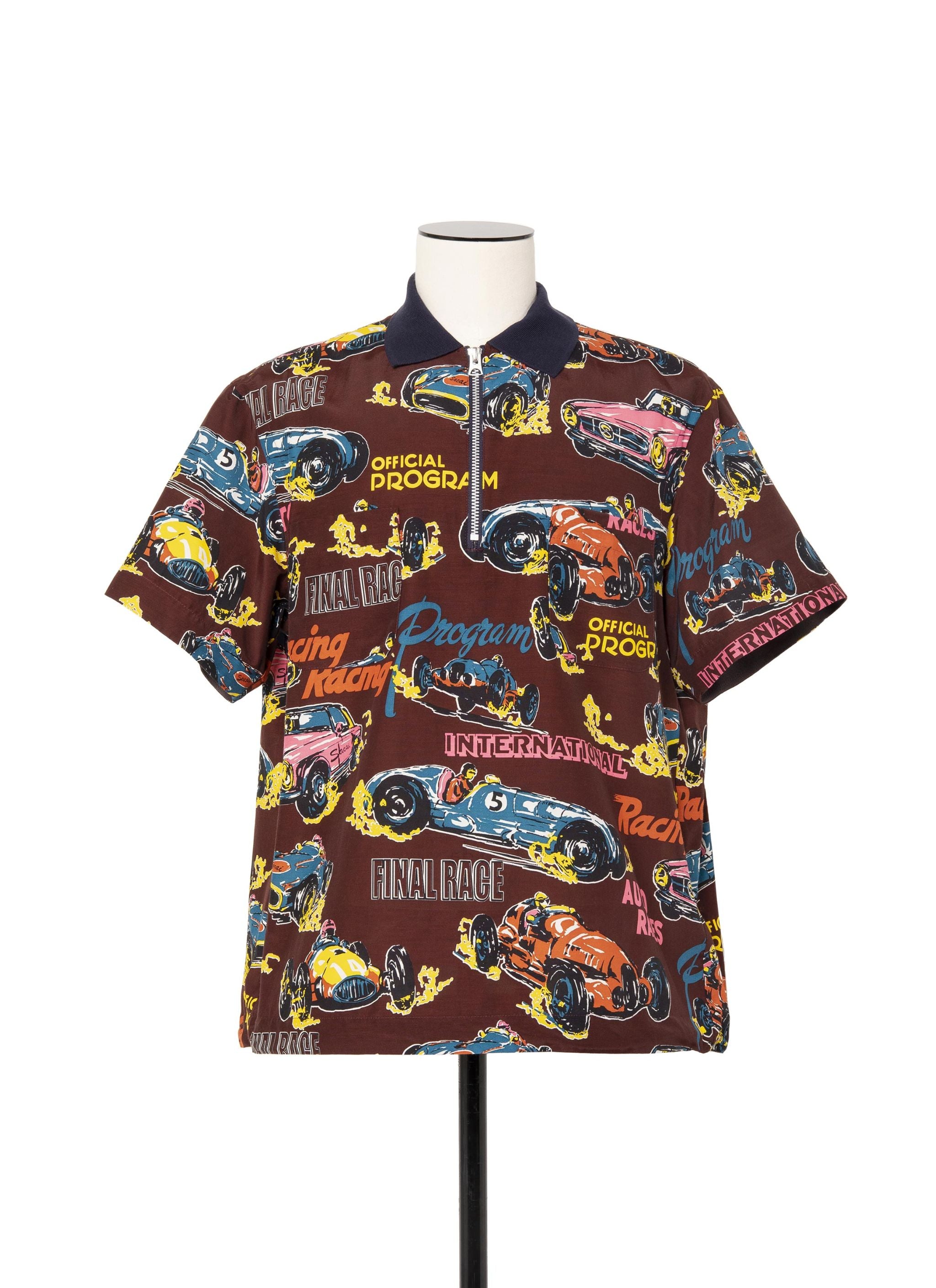 Car Race / Tropical Print Polo Shirt