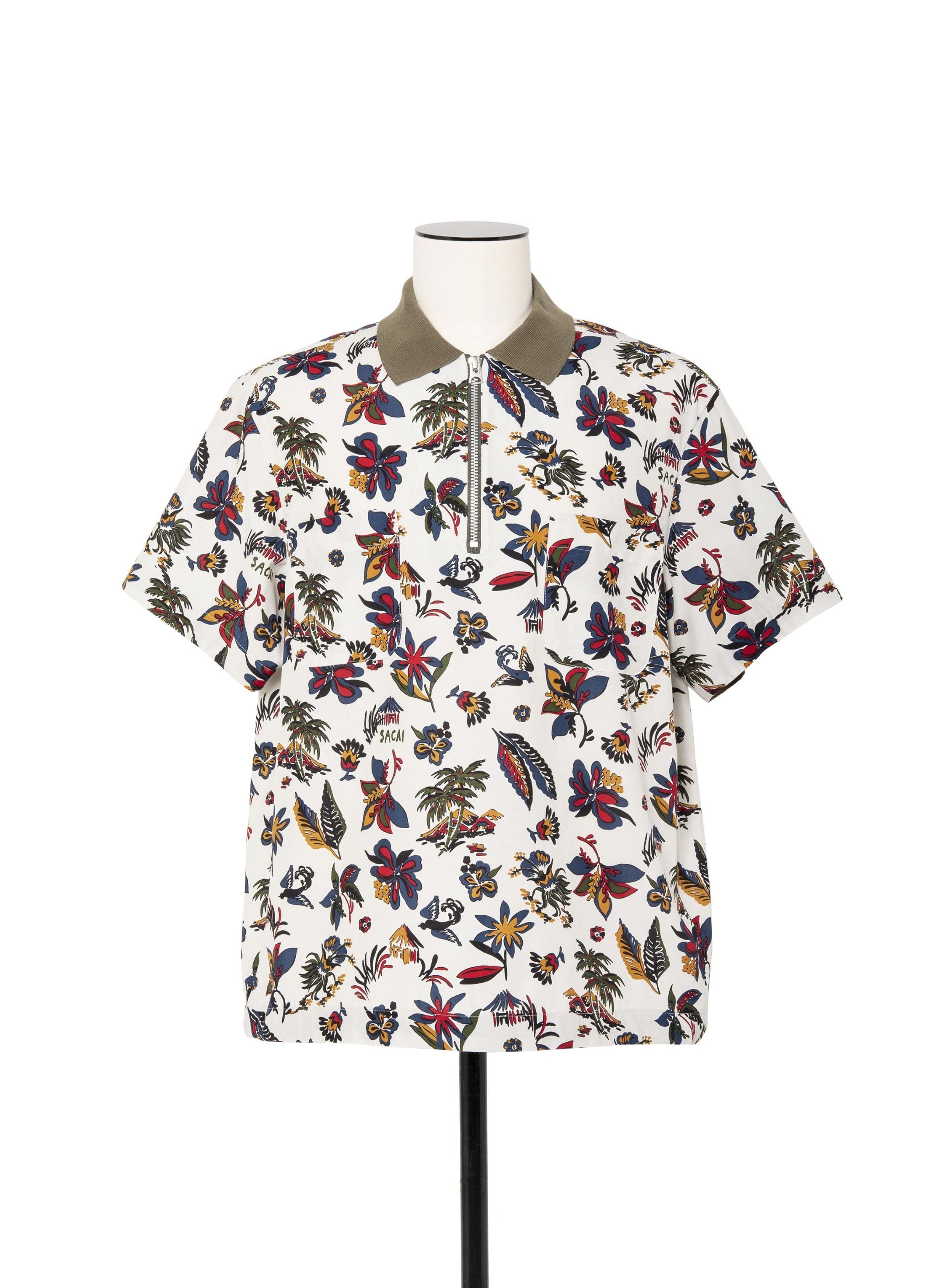 Car Race / Tropical Print Polo Shirt