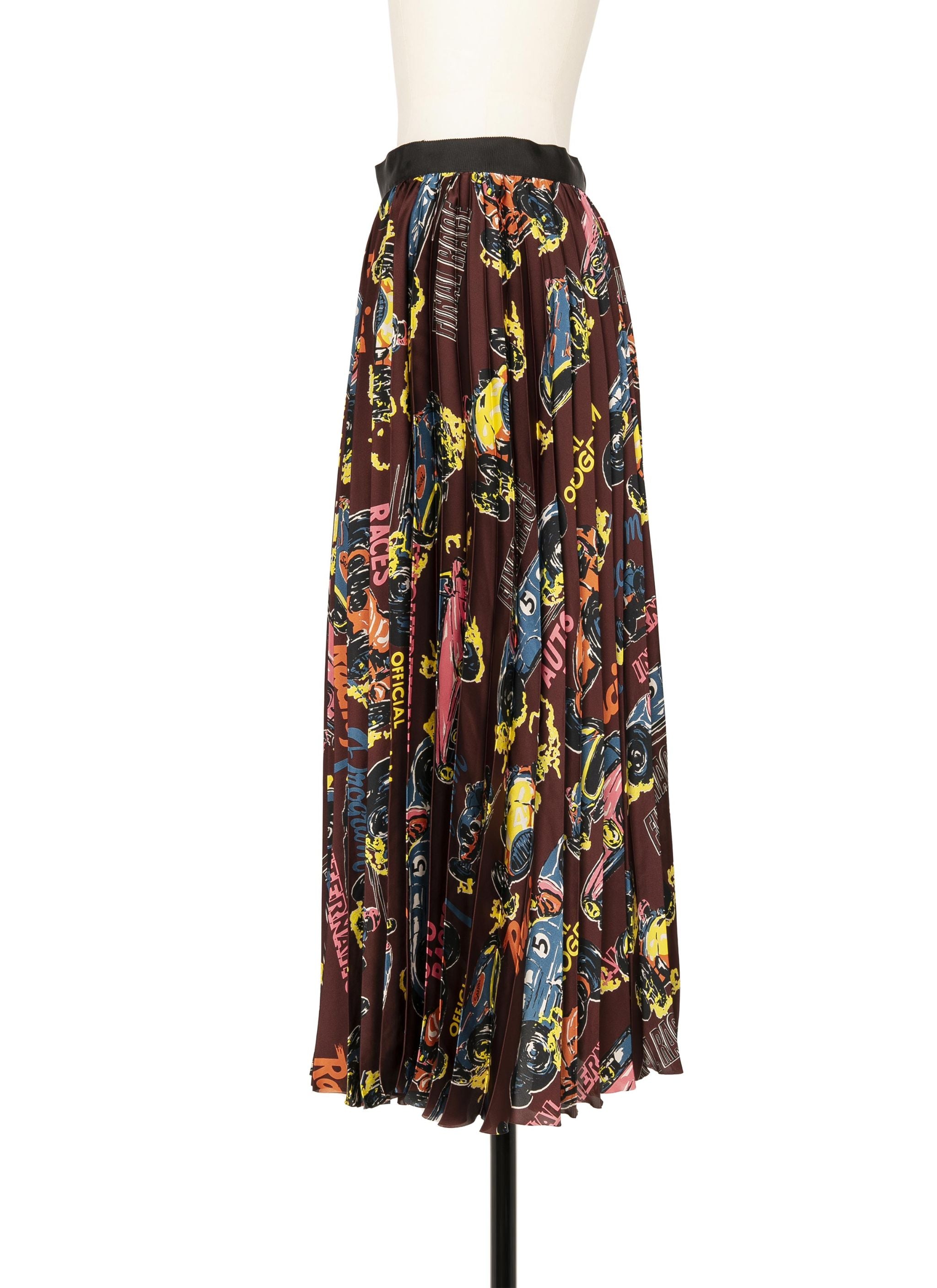 Car Race / Tropical Print Skirt