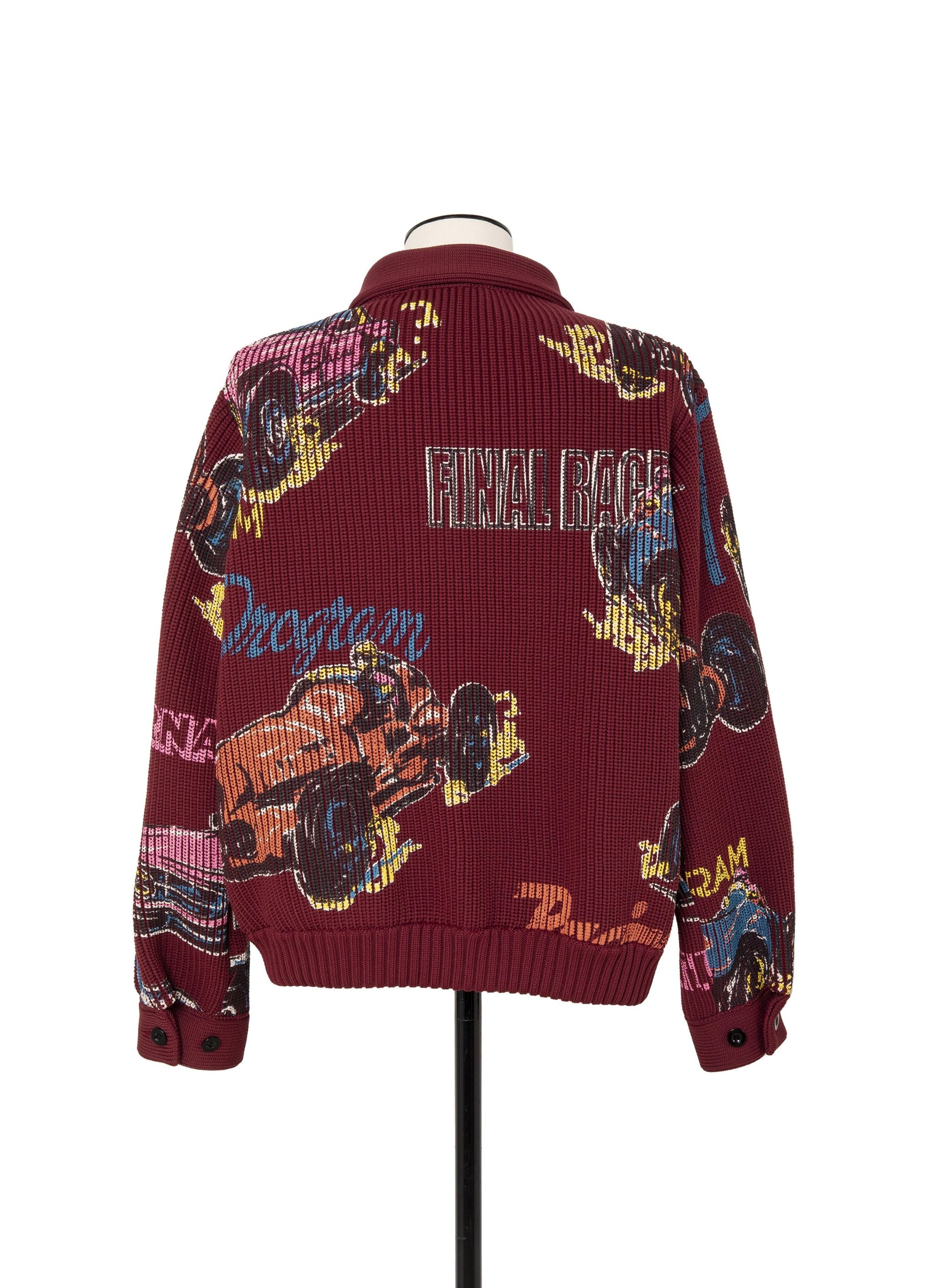 Car Race Print Knit Blouson