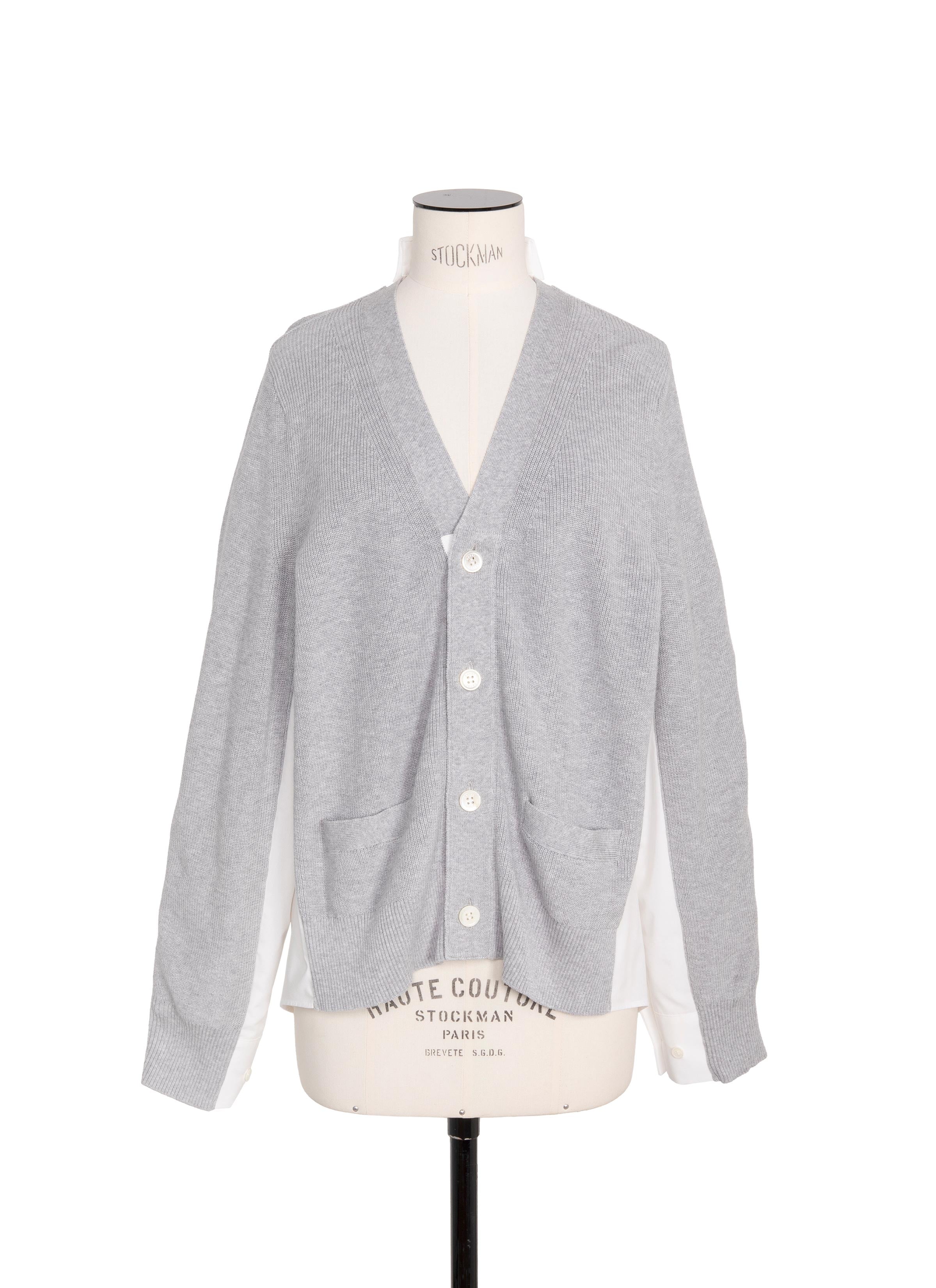 Cotton Knit x Cotton Poplin Cardigan