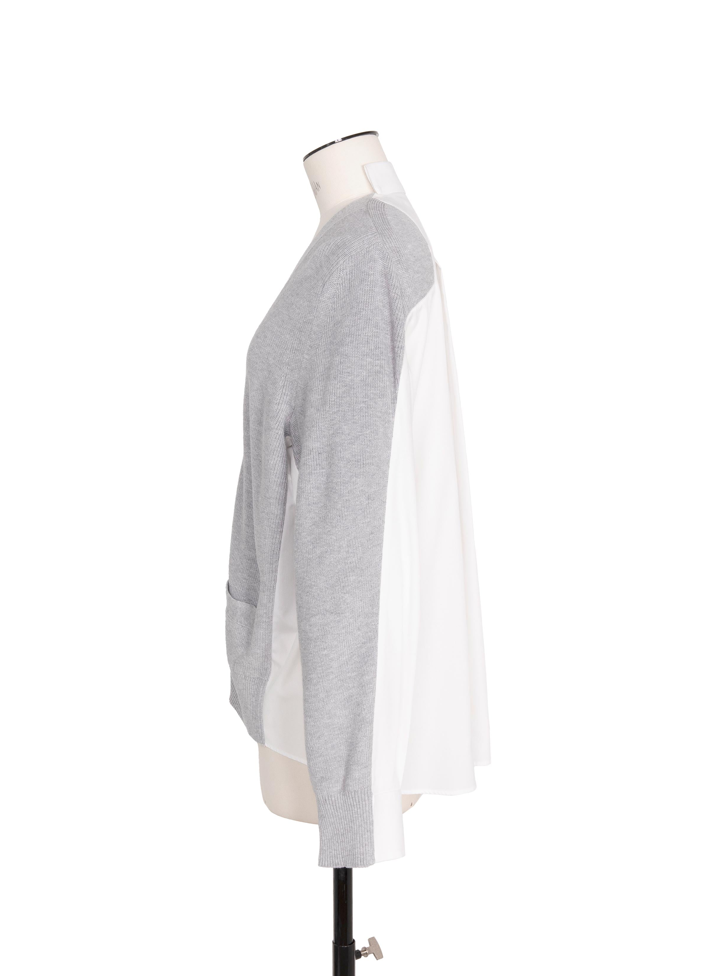 Cotton Knit x Cotton Poplin Cardigan